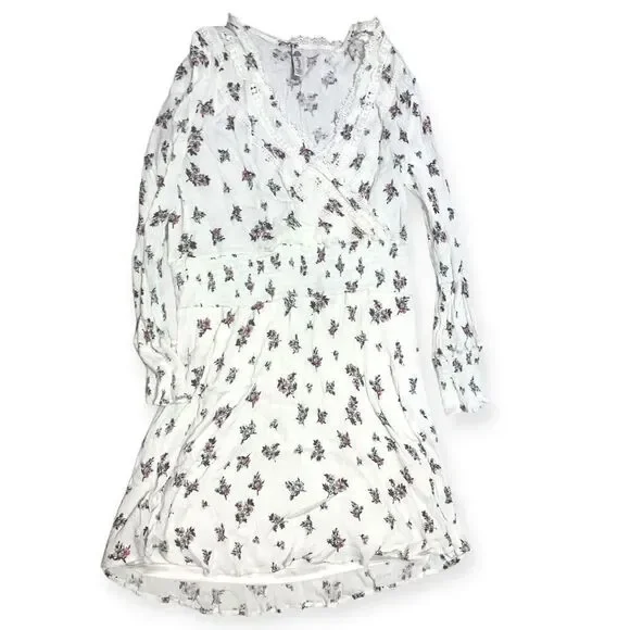 American Rag Juniors'' Floral Faux Wrap Dress Ivory Size Large - Picture 2 of 5